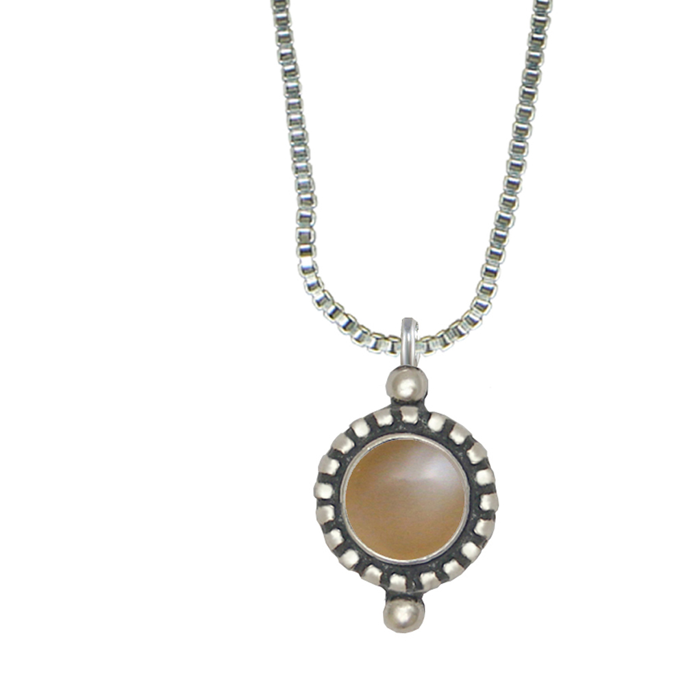 Sterling Silver Little Peach Moonstone Pendant Necklace